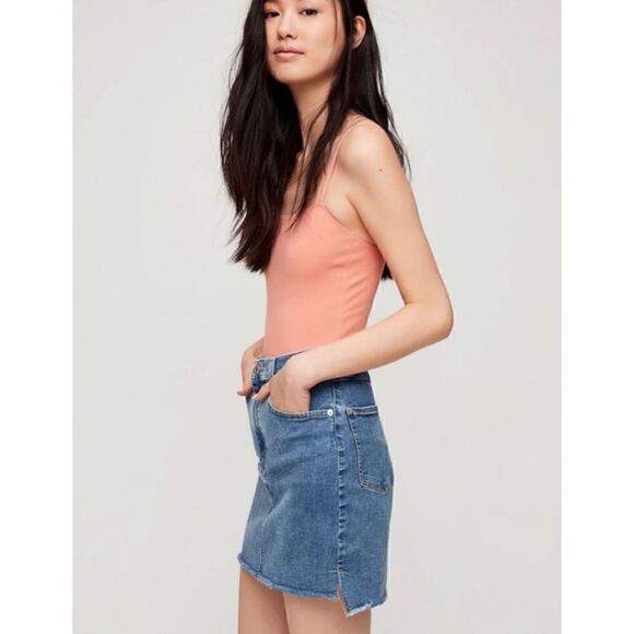 Wilfred Free Denim Cut Off Mini Skirt | 4 - Picture 2 of 7